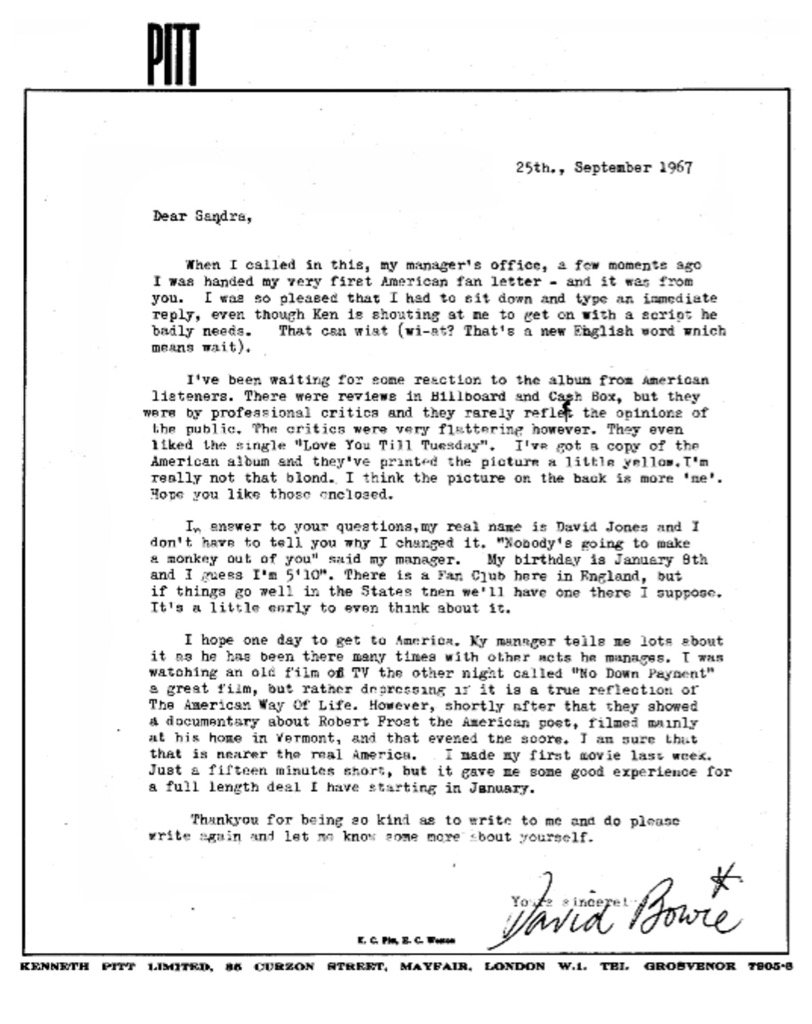 bowie letter